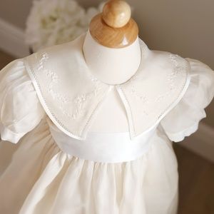 REDUCED Strasburg Heirloom Dress Size 6 Ecru/Creme Silk Organdy w/defect